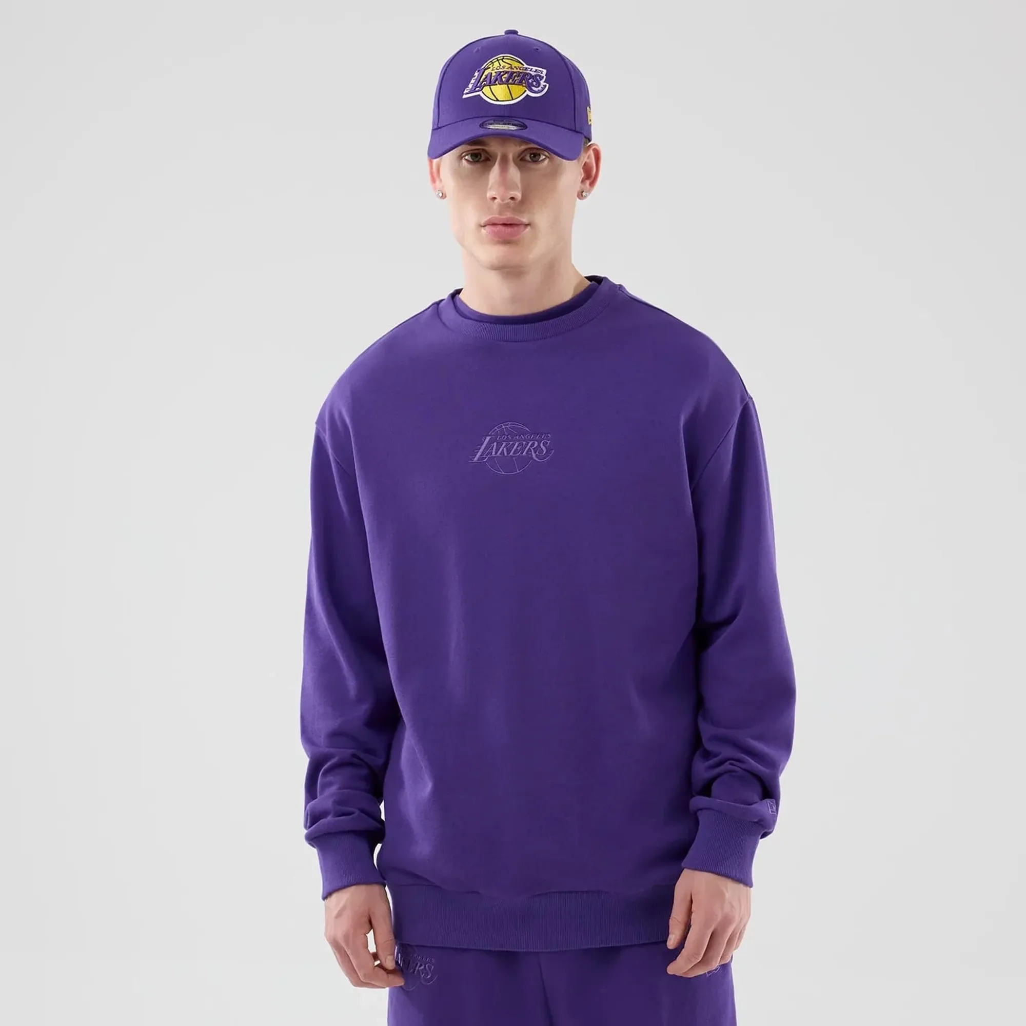 LA Lakers NBA League Essential Purple Oversized Crew Neck Sweater New Era Cap adult unisex