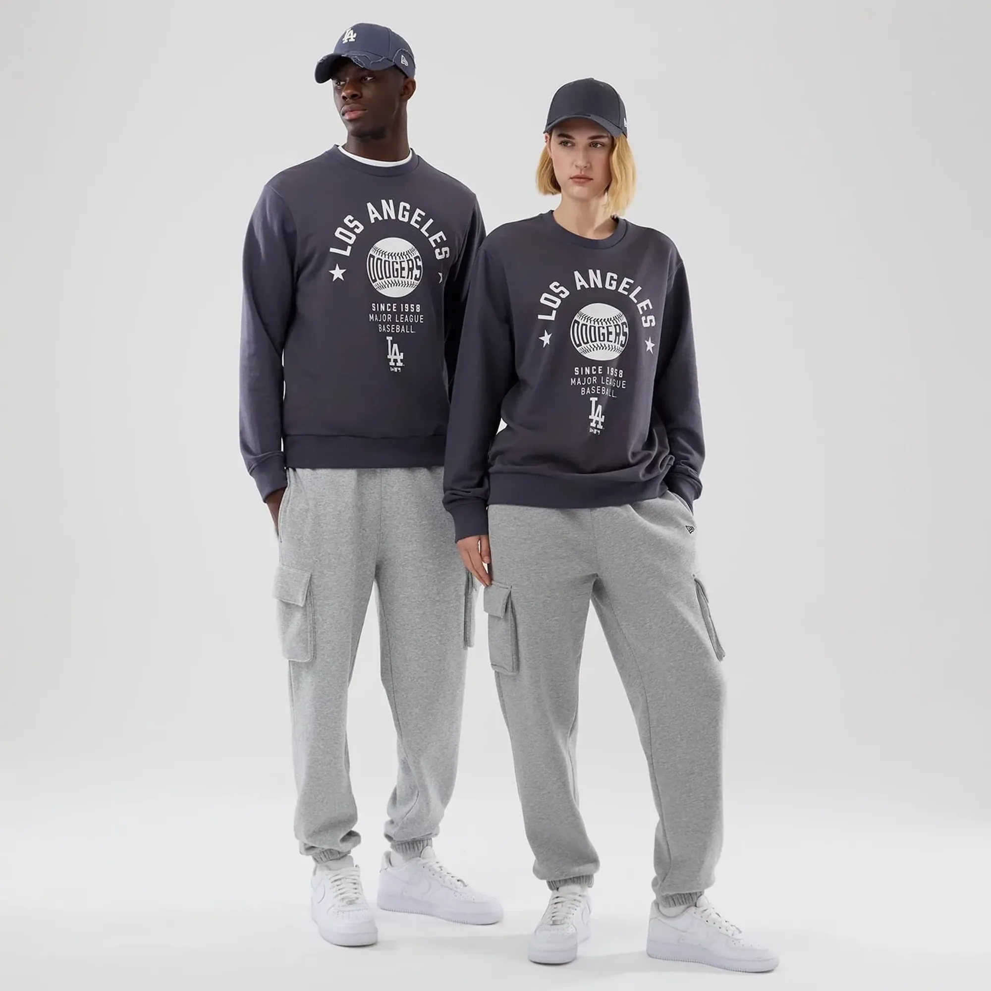LA Dodgers MLB Graphic Grey Oversized Crew Neck Sweater New Era Cap adult unisex