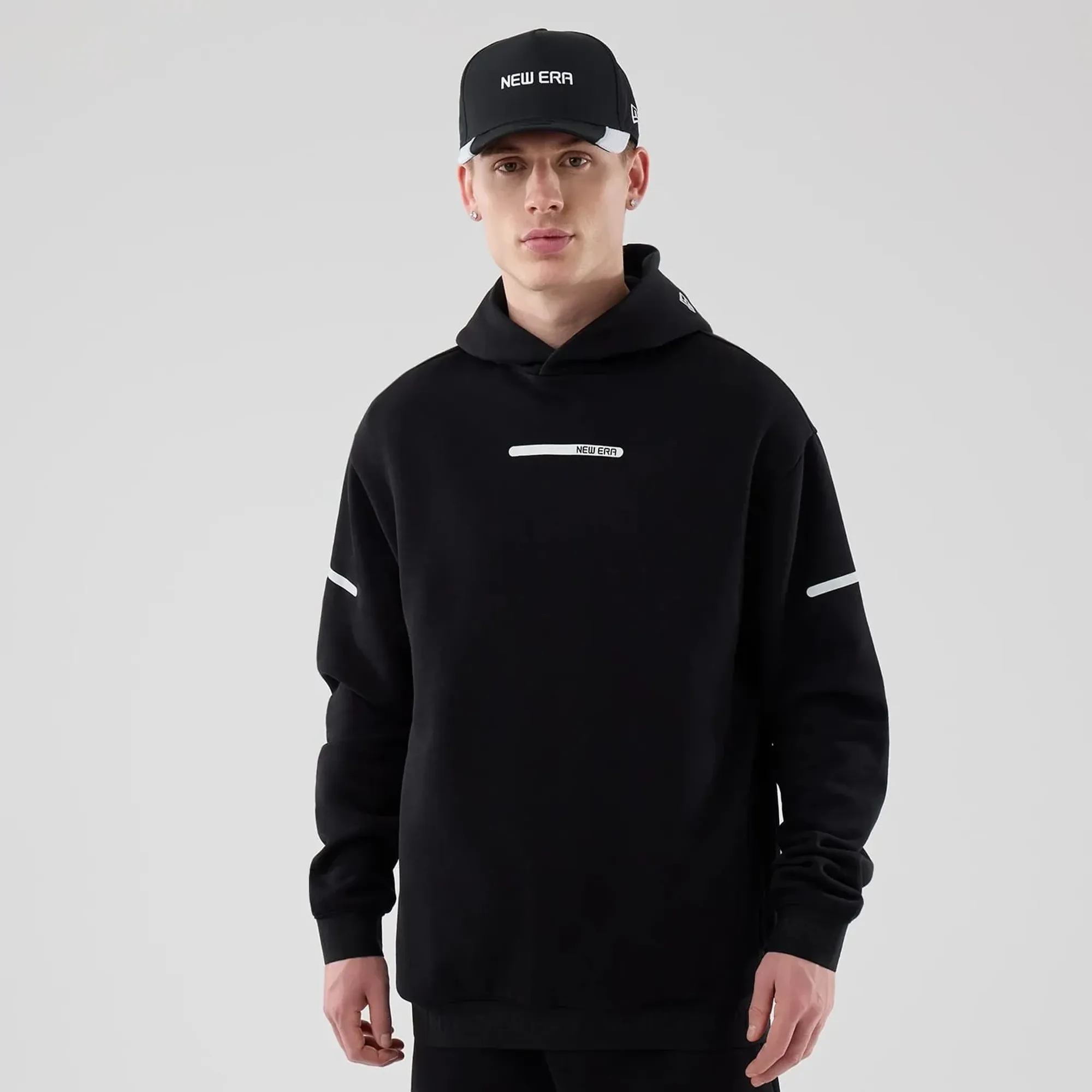 New Era Tech Black Oversized Pullover Hoodie adult unisex