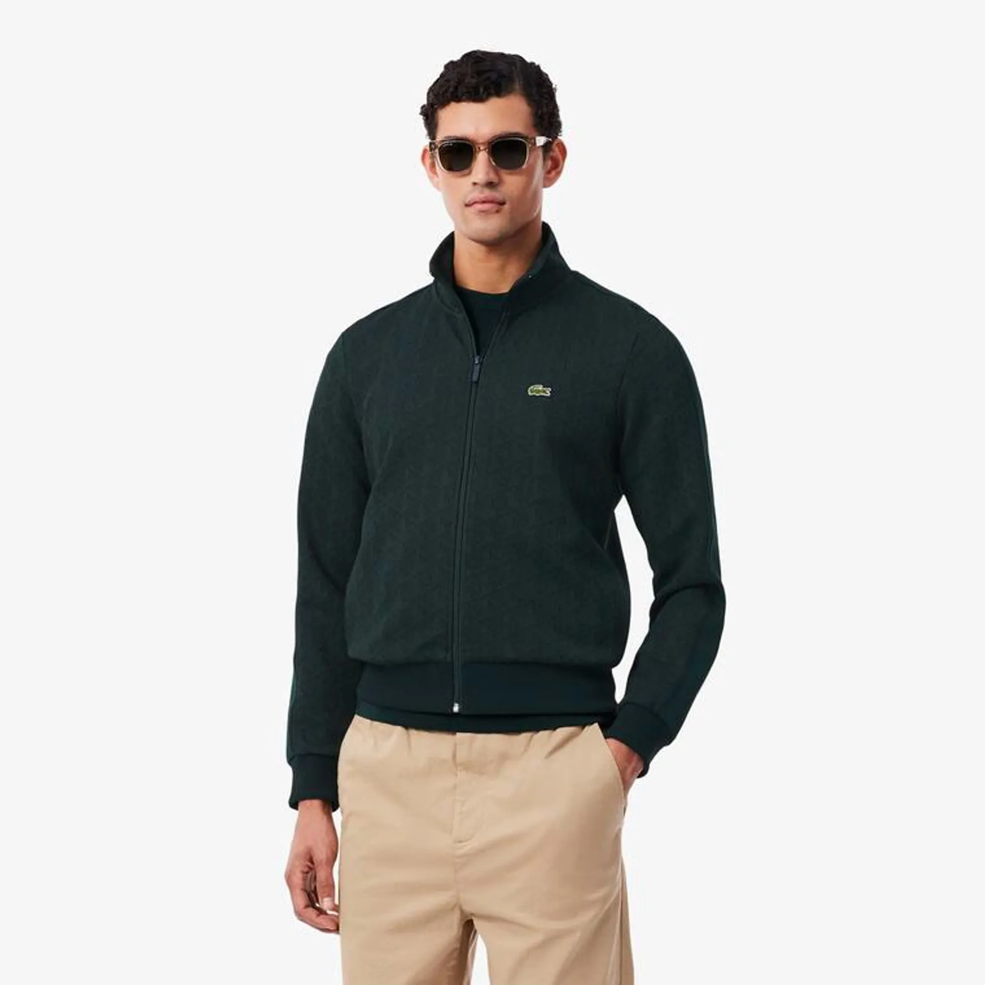 Lacoste Paris Zip-Up Jacquard Track Jacket - Vert Fonce / Vert