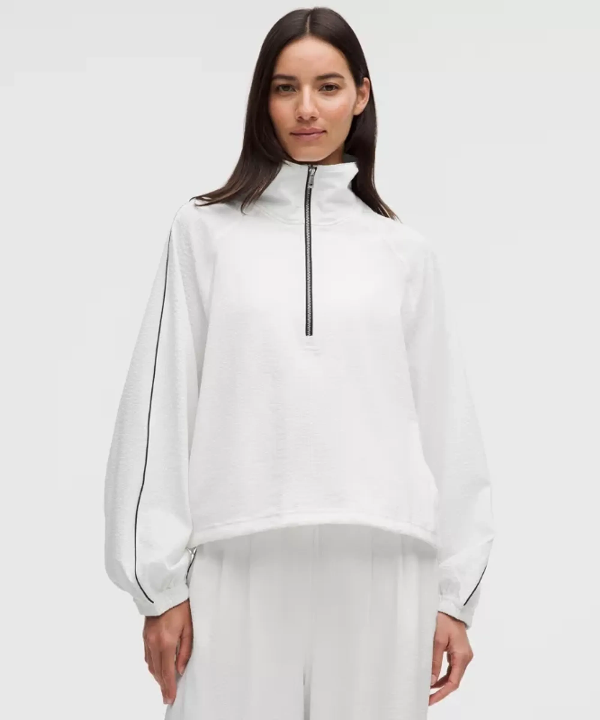 lululemon – Women's Seersucker Funnel-Neck Half Zip Sweatshirt – Color White – Size XS
