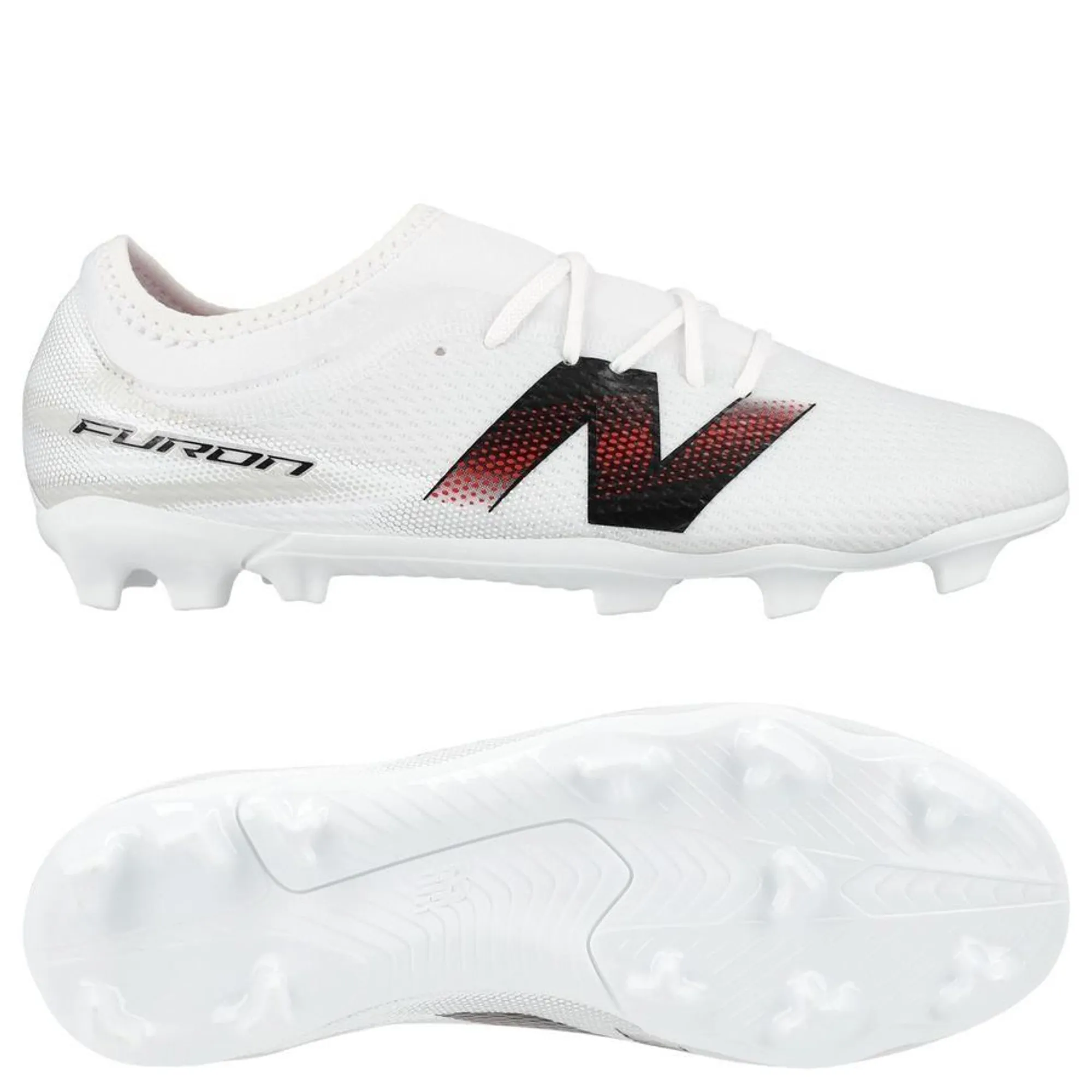 New Balance Kids Furon Team Jnr FG V9 in White/Black Synthetic