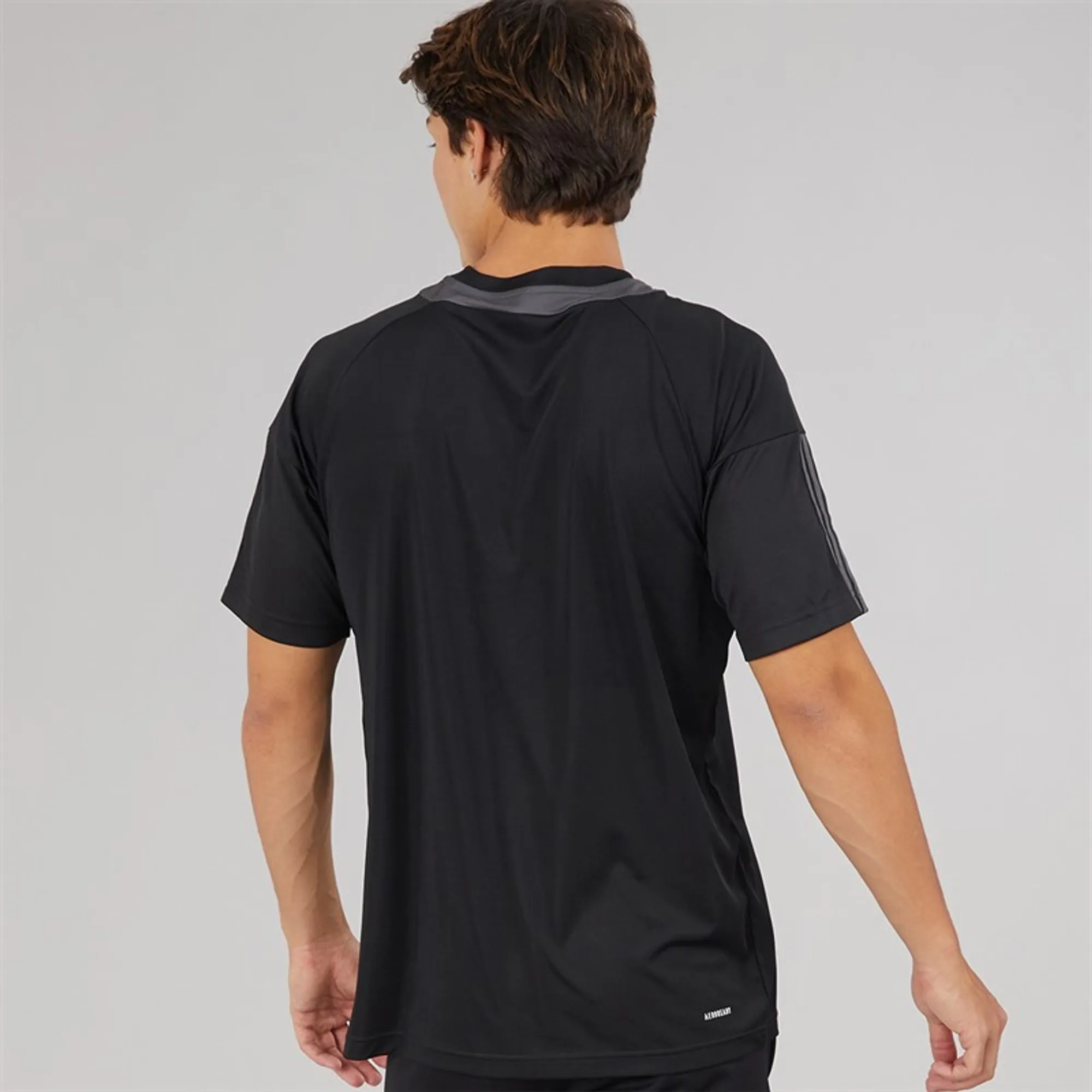 adidas Mens Aeroready Sereno 3-Stripes T-Shirt Black/Grey Six