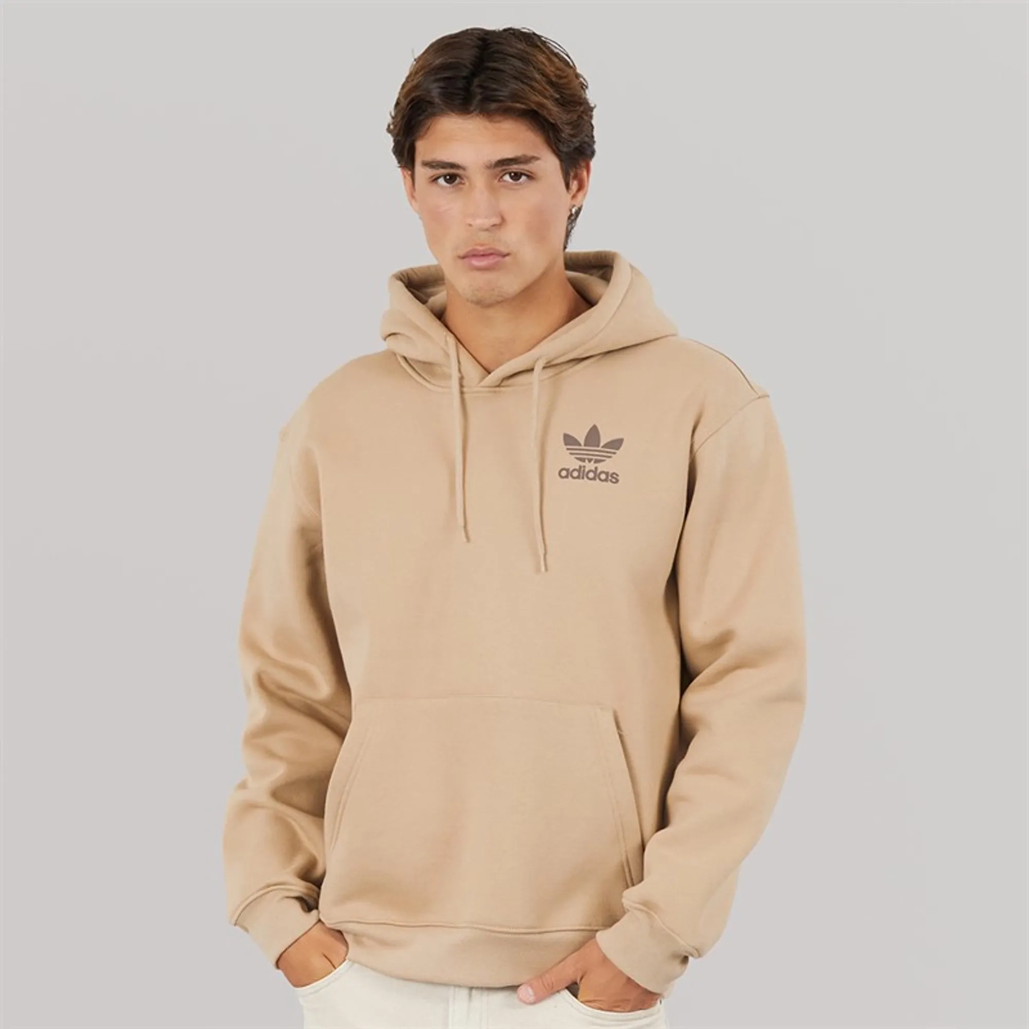 adidas Originals Mens Trefoil Logo Essentials Hoodie Trace Khaki