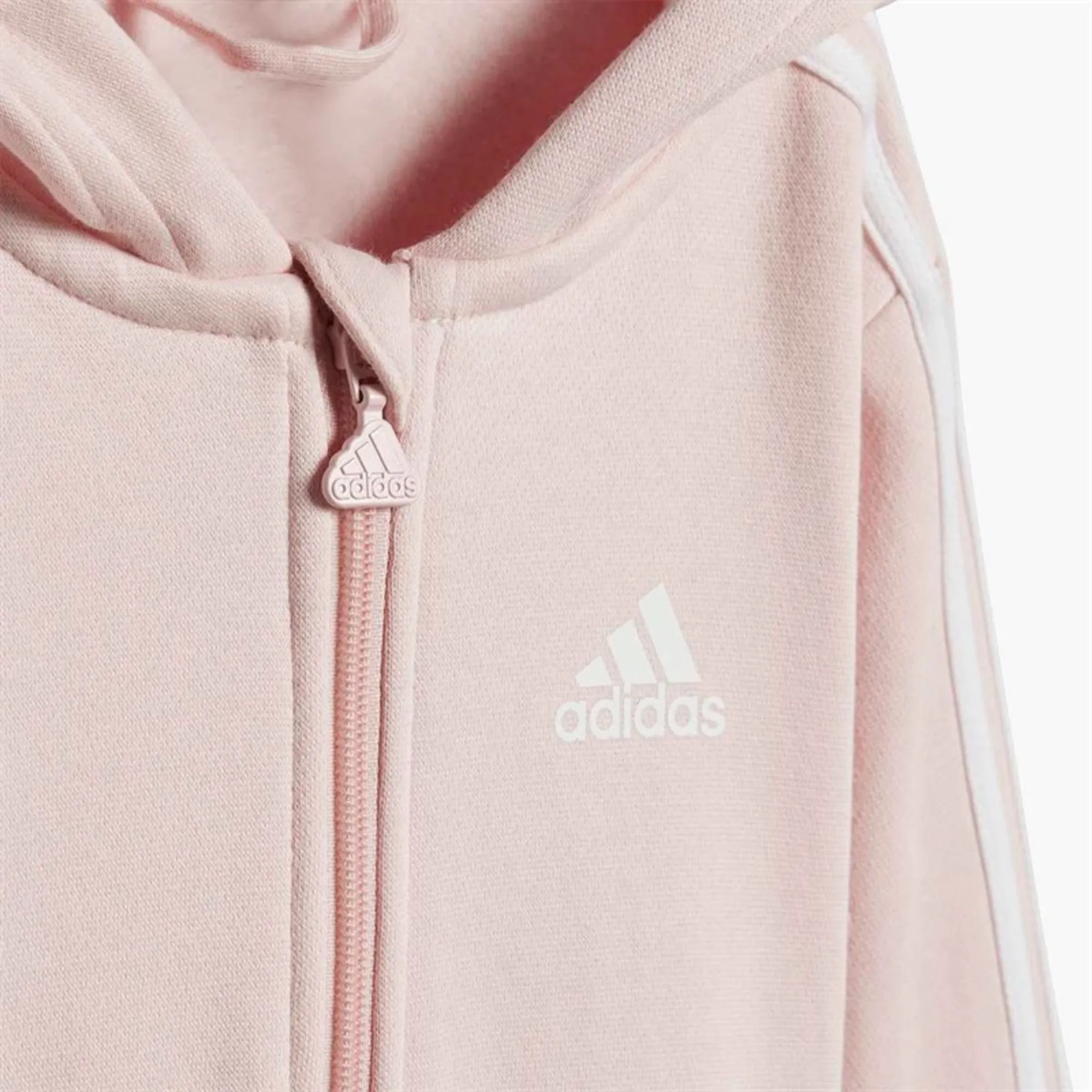 adidas Infant Girls Essentials Full Zip Hoodie And Joggers Set Sandy Pink/White