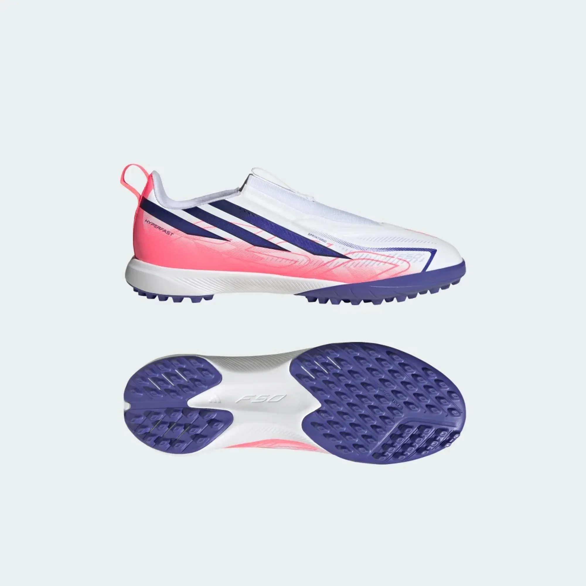 adidas F50 Hyperfast League Laceless Turf Football Shoes Kids