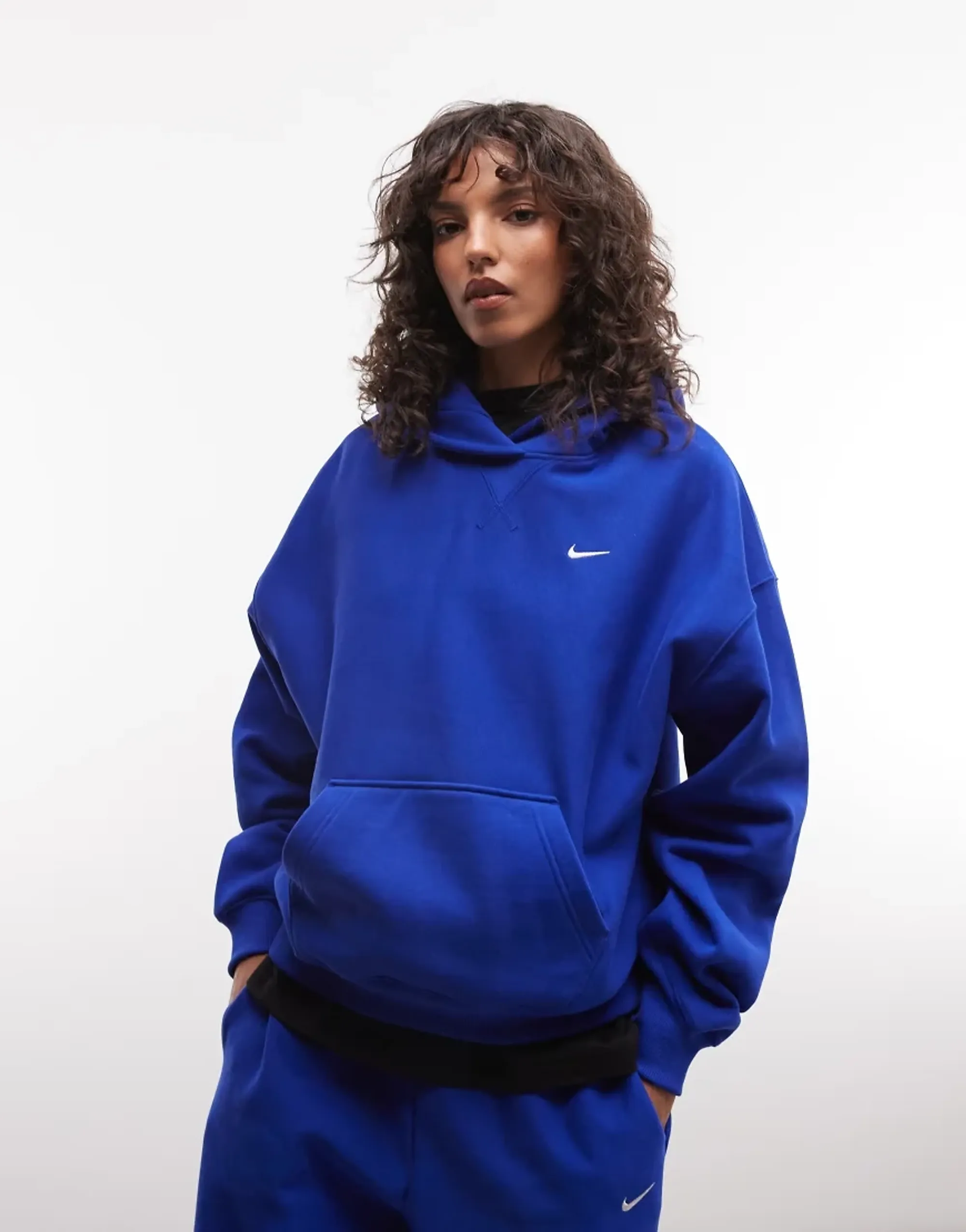 Nike Studio Fleece Heavy Weight Oversized Hoodie In Blue