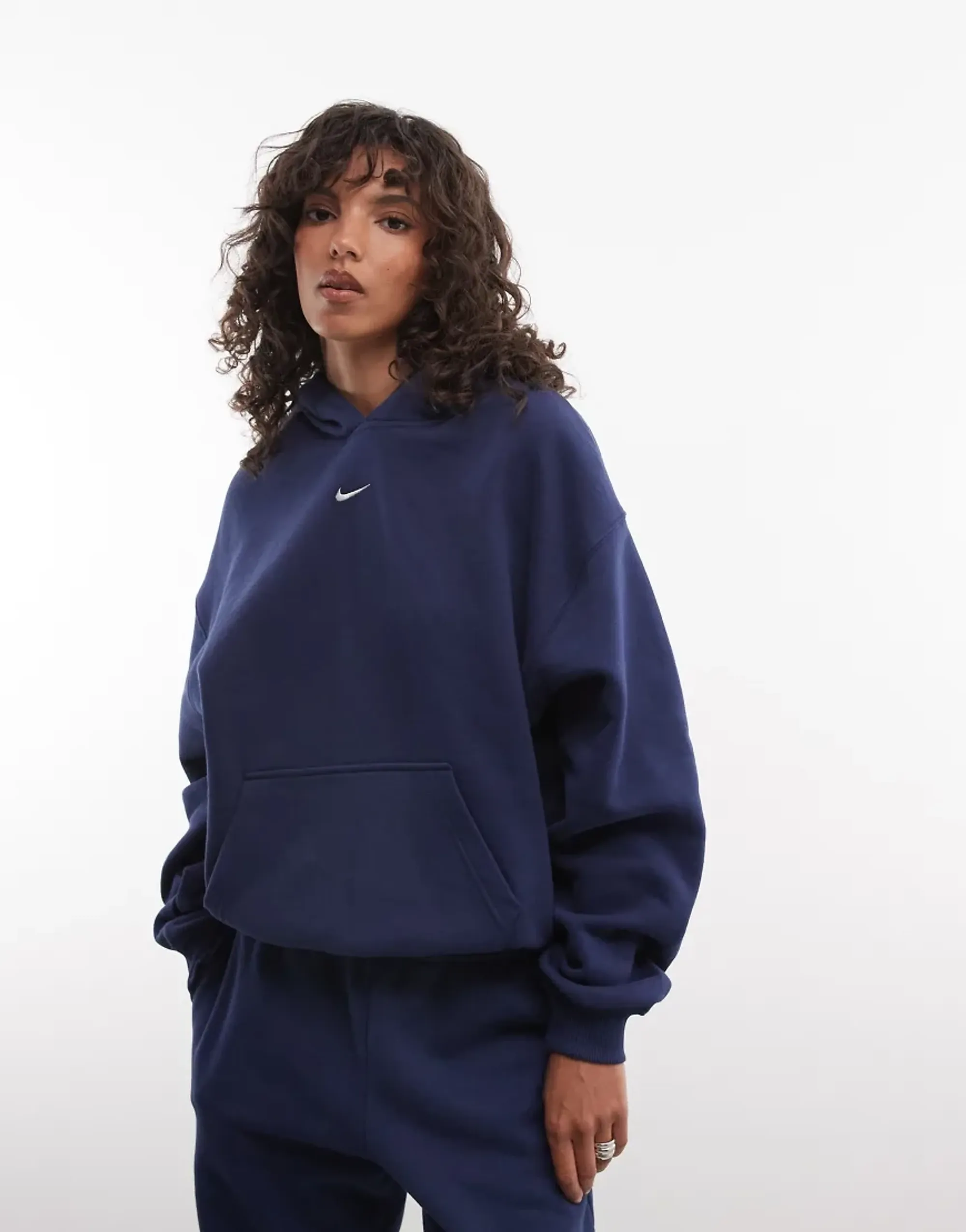 Nike Studio Fleece Mid-Weight Oversized Hoodie In Navy