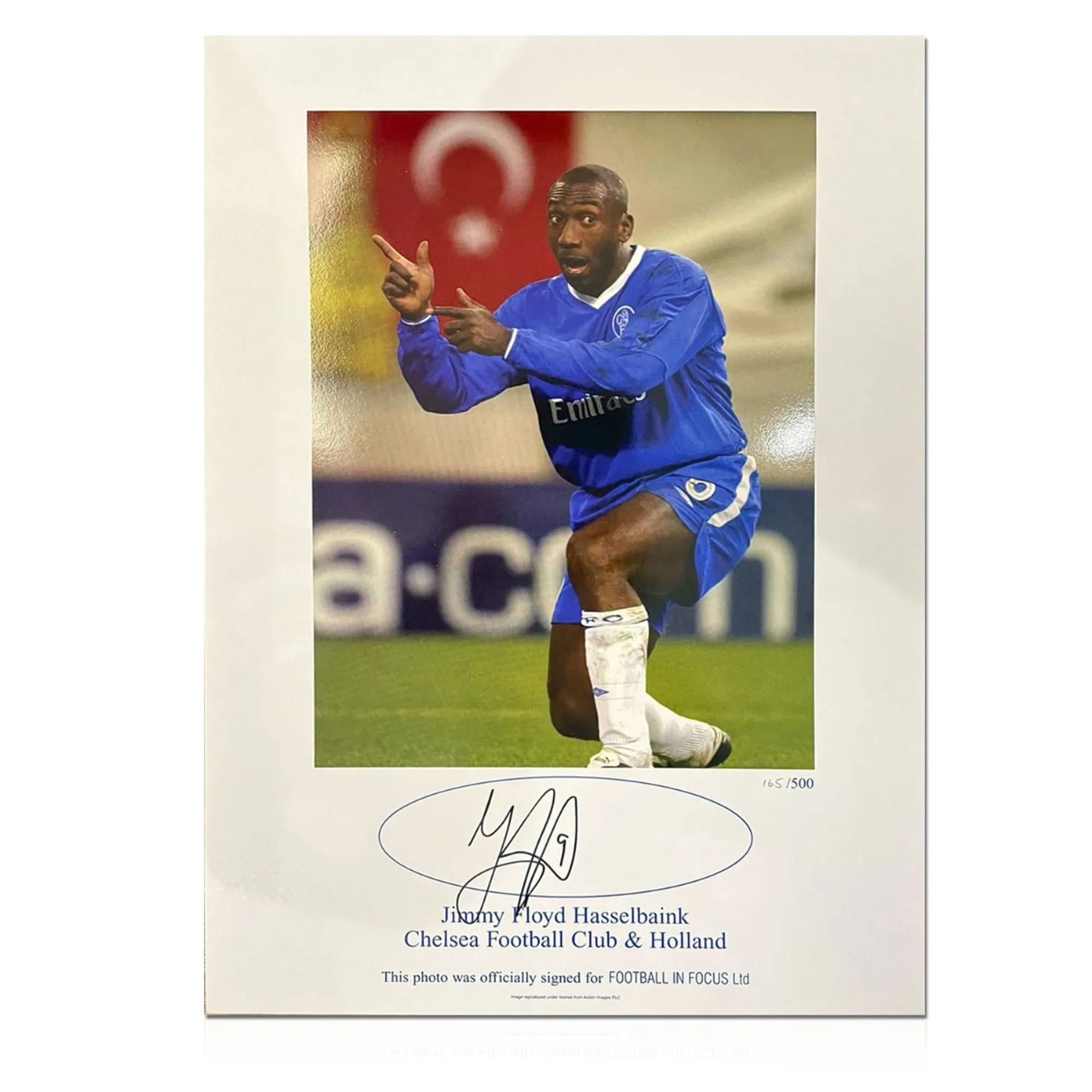Jimmy Floyd Hasselbaink Signed Chelsea Football Print | EXC3325