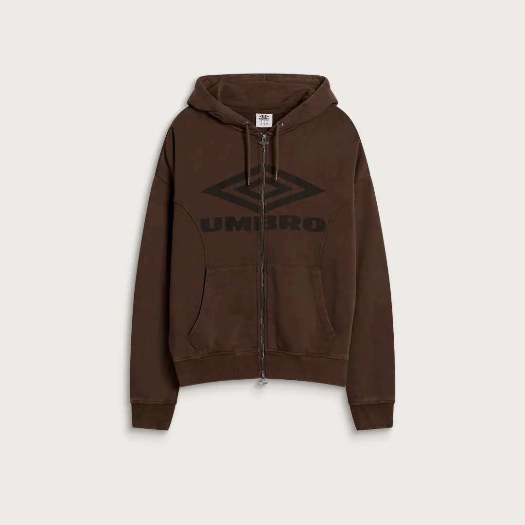 Umbro Men's Washed Zip Through Hoodie Demitasse/Black | 66914U-NME