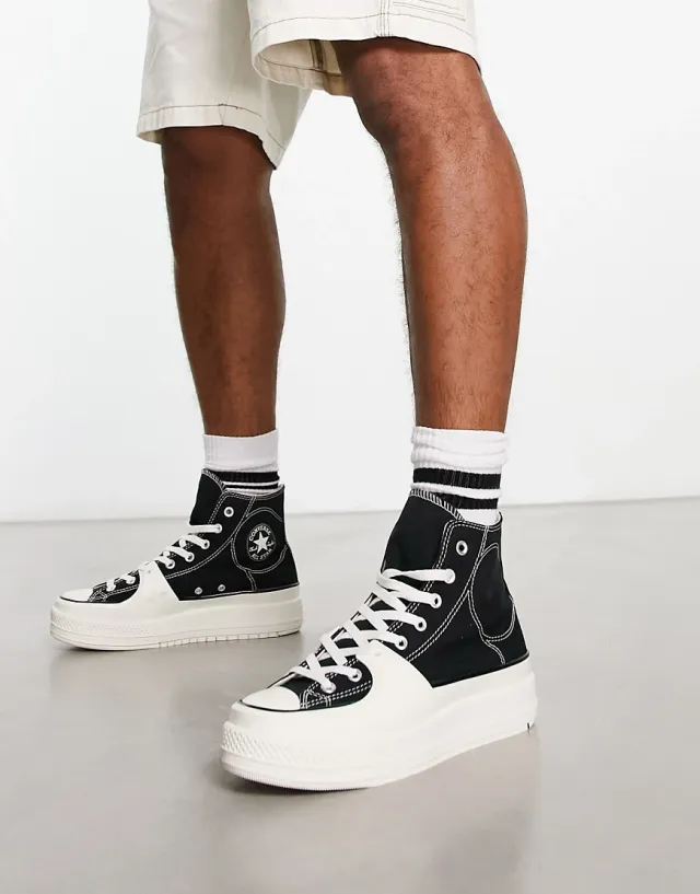Converse Chuck Taylor All Star Construct Hi Trainers In Black | A05094C ...