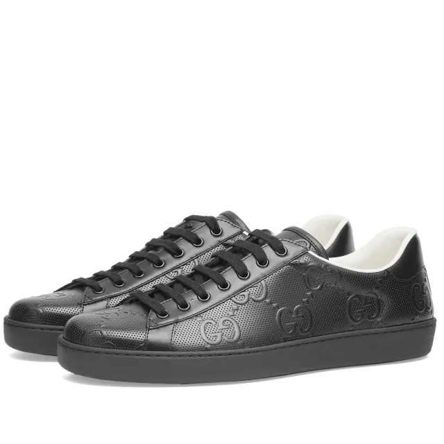 Gucci GG Embossed New Ace Sneaker Black | 625787-1XK10-1000 | FOOTY.COM