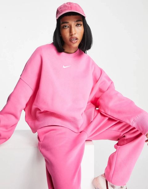 Nike Mini Swoosh Extra Oversized Sweatshirt In Pinksicle | DQ5761-684 ...