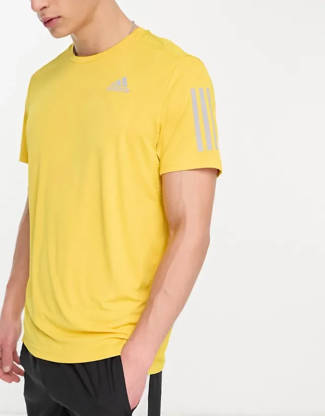 Adidas Running Own The Run T-Shirt In Yellow | IC7627 | FOOTY.COM
