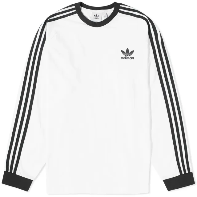 adidas Originals Adidas Long Sleeve 3 Stripe Tee White | IA4879 | FOOTY.COM