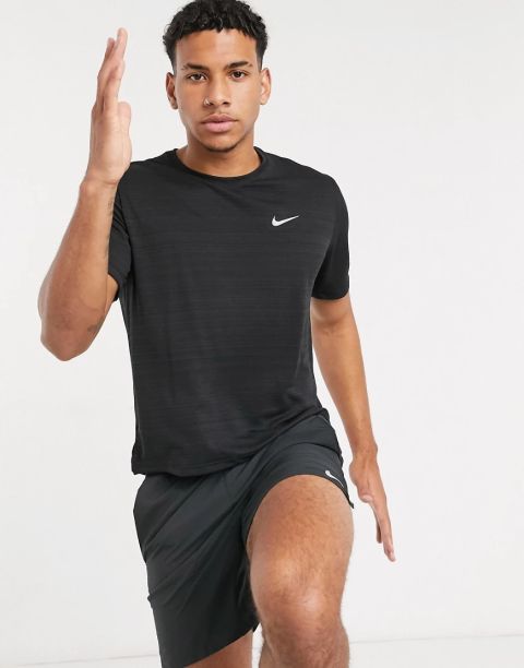 Nike Running Miler T-Shirt In Black | CU5992-010 | FOOTY.COM