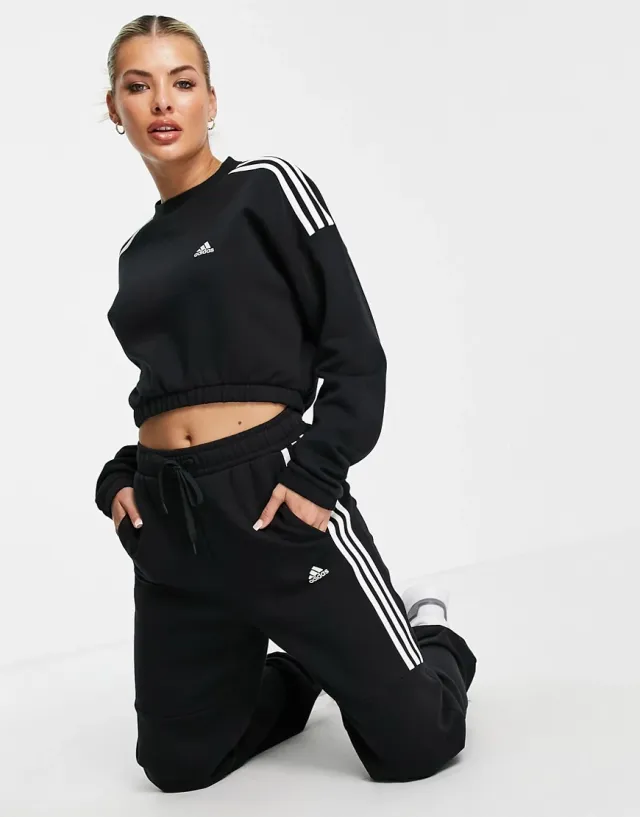 Adidas Training Oversized Joggers With Three Stripes In Black | HE9396 ...
